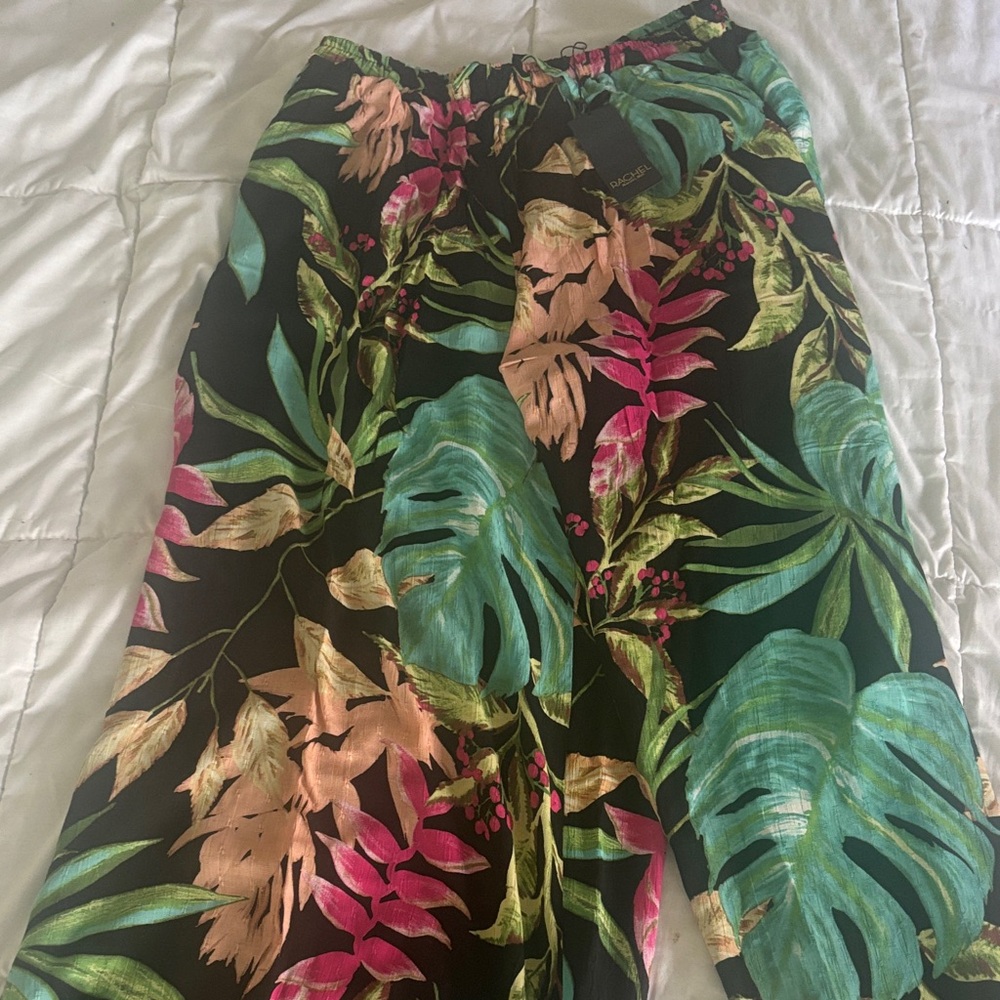 RACHEL Rachel Roy Black Tropical Print Pants